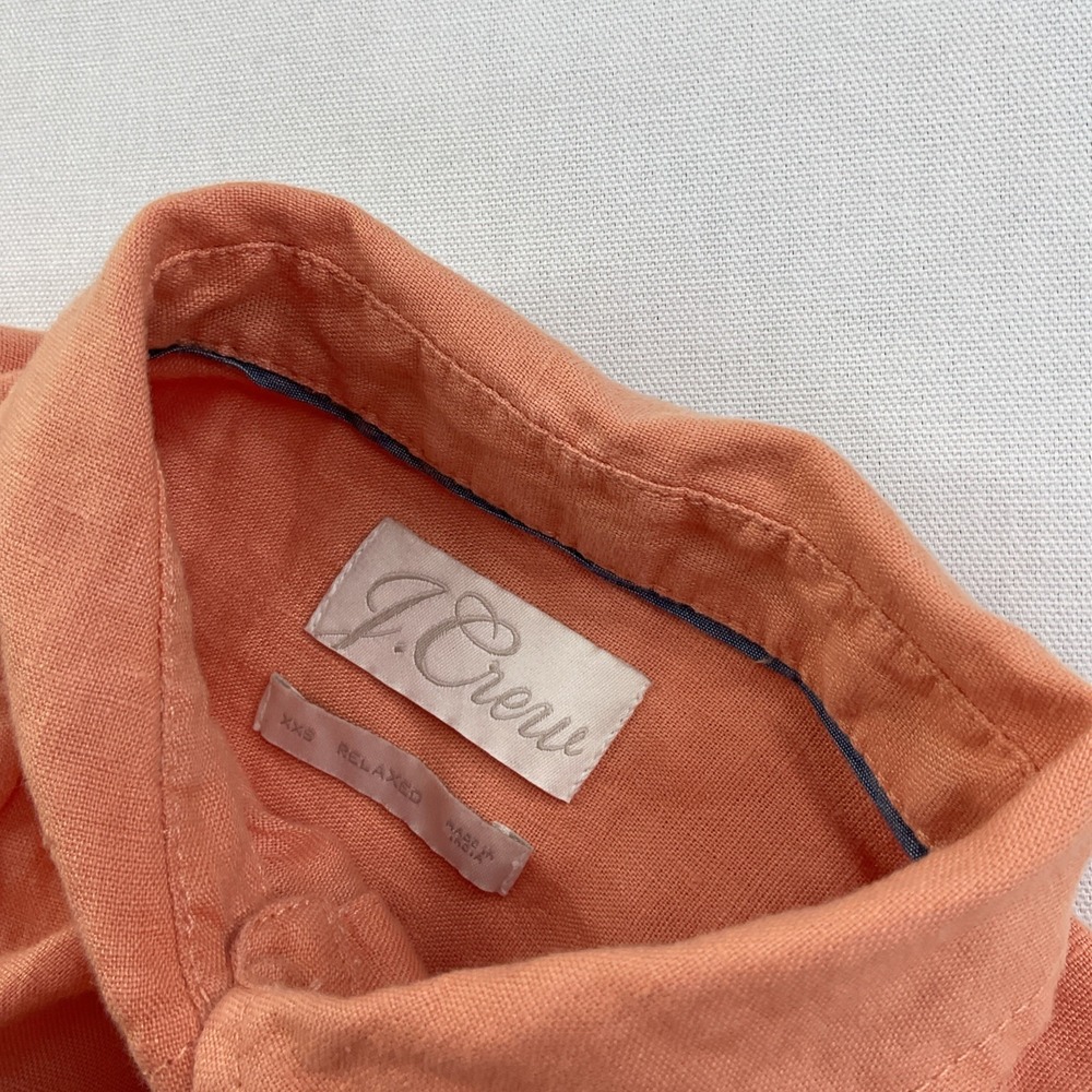 J Crew Shirt Dress 100% Linen Short Sleeve Button Up Relaxed Fit Pockets Sz 2XS - Picture 2 of 8